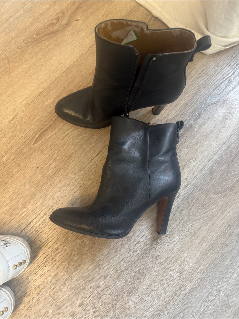 Coach Black Leather Pointed-Toe Ankle Booties